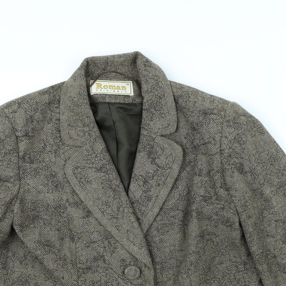 Roman Womens Brown Herringbone  Jacket  Size 18  - shoulder pads