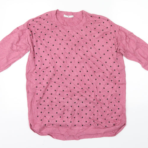 Target Womens Pink Polka Dot Knit Pullover Jumper Size L