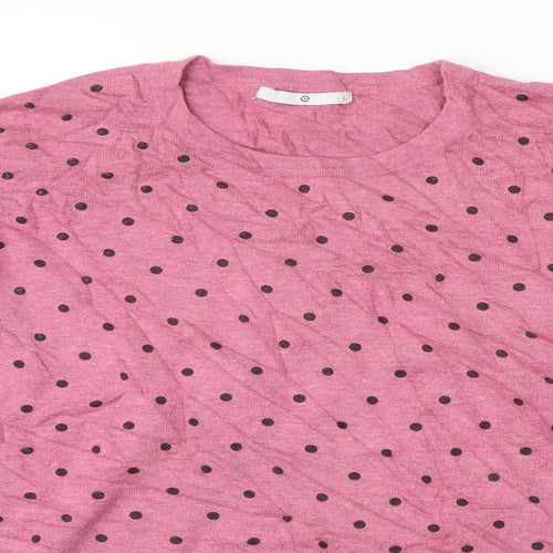 Target Womens Pink Polka Dot Knit Pullover Jumper Size L