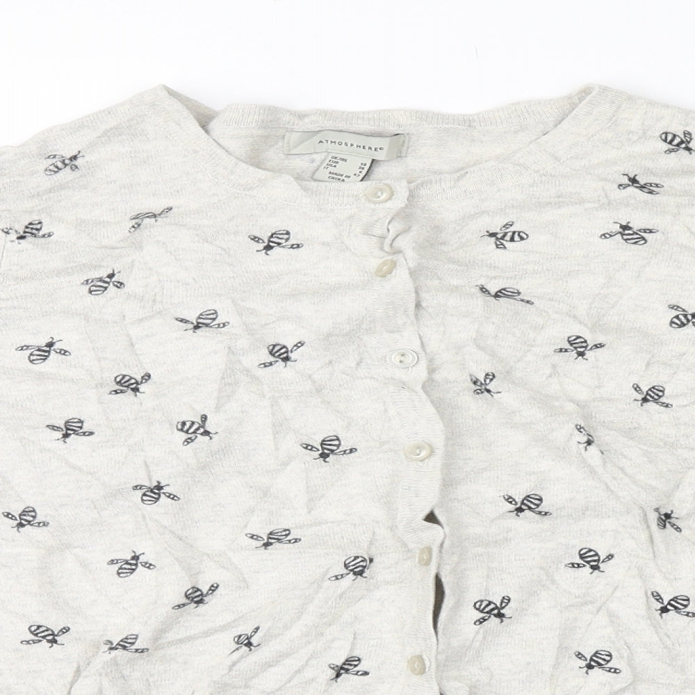 Atmosphere Womens Grey Animal Print  Top Pyjama Top Size 10  - cropped, bumblebee