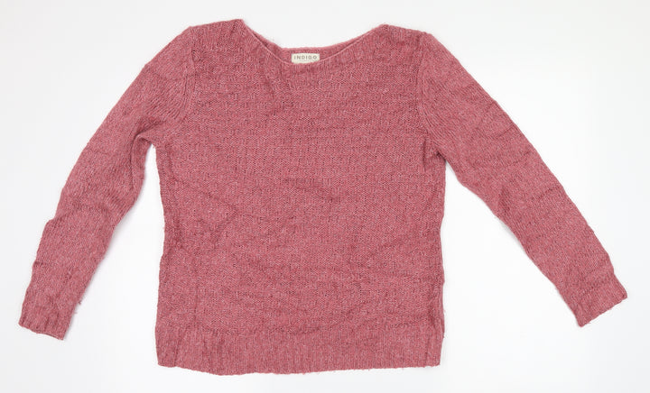 Indigo Womens Pink Knit Pullover Jumper Size 12