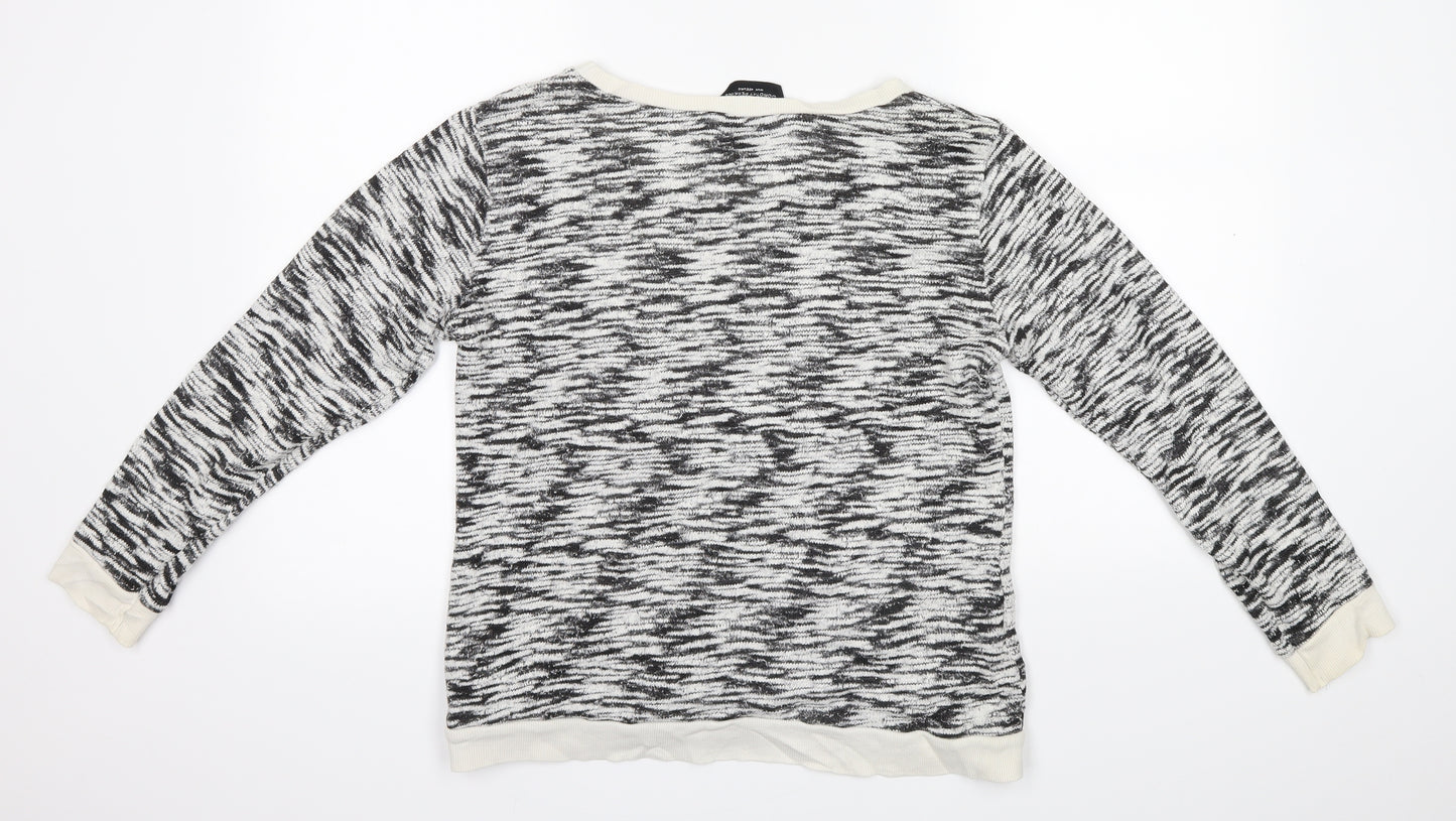 Dorothy Perkins Womens White Striped Knit Pullover Jumper Size 14