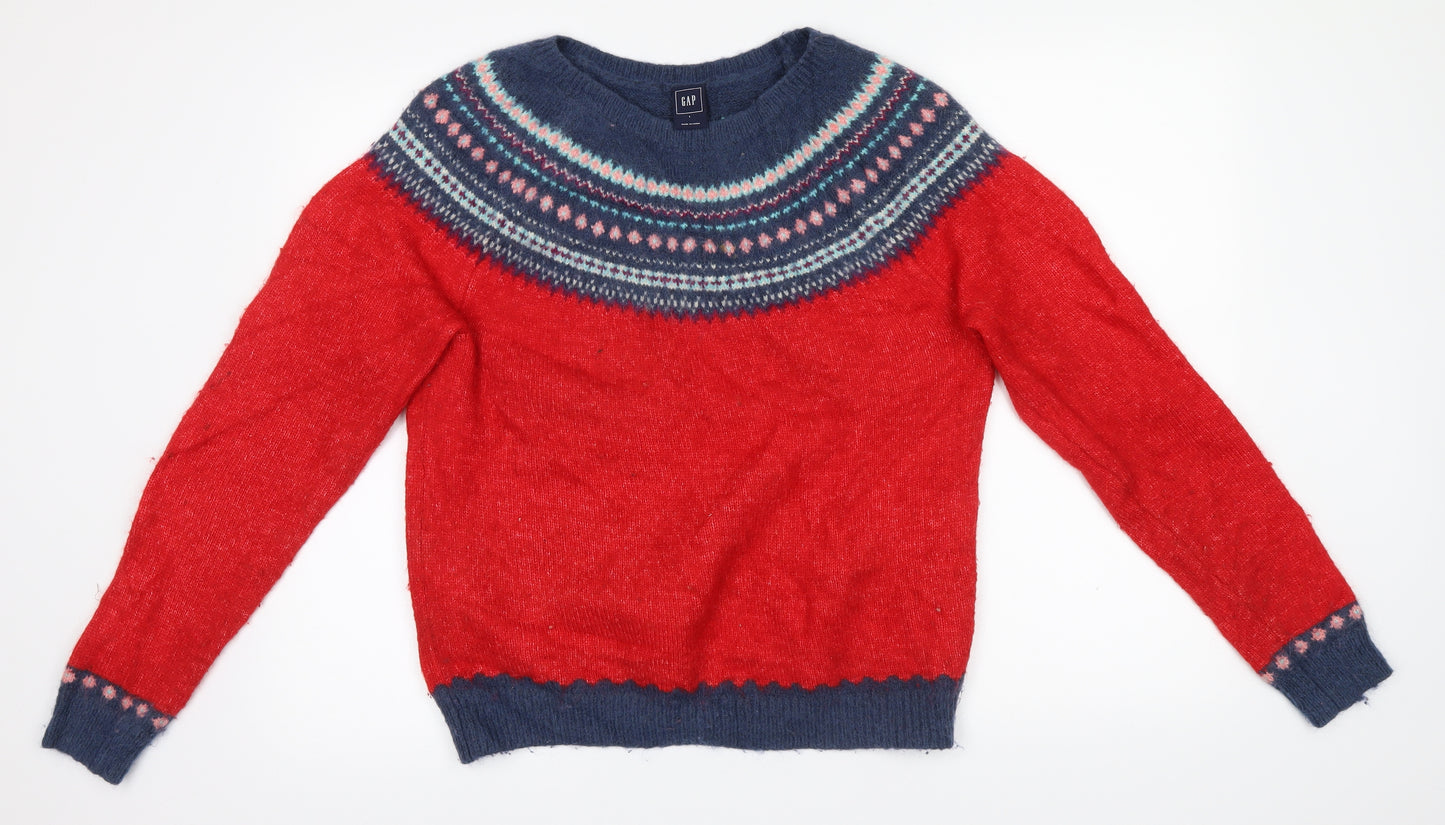 Gap Mens Red Geometric Knit Pullover Jumper Size L