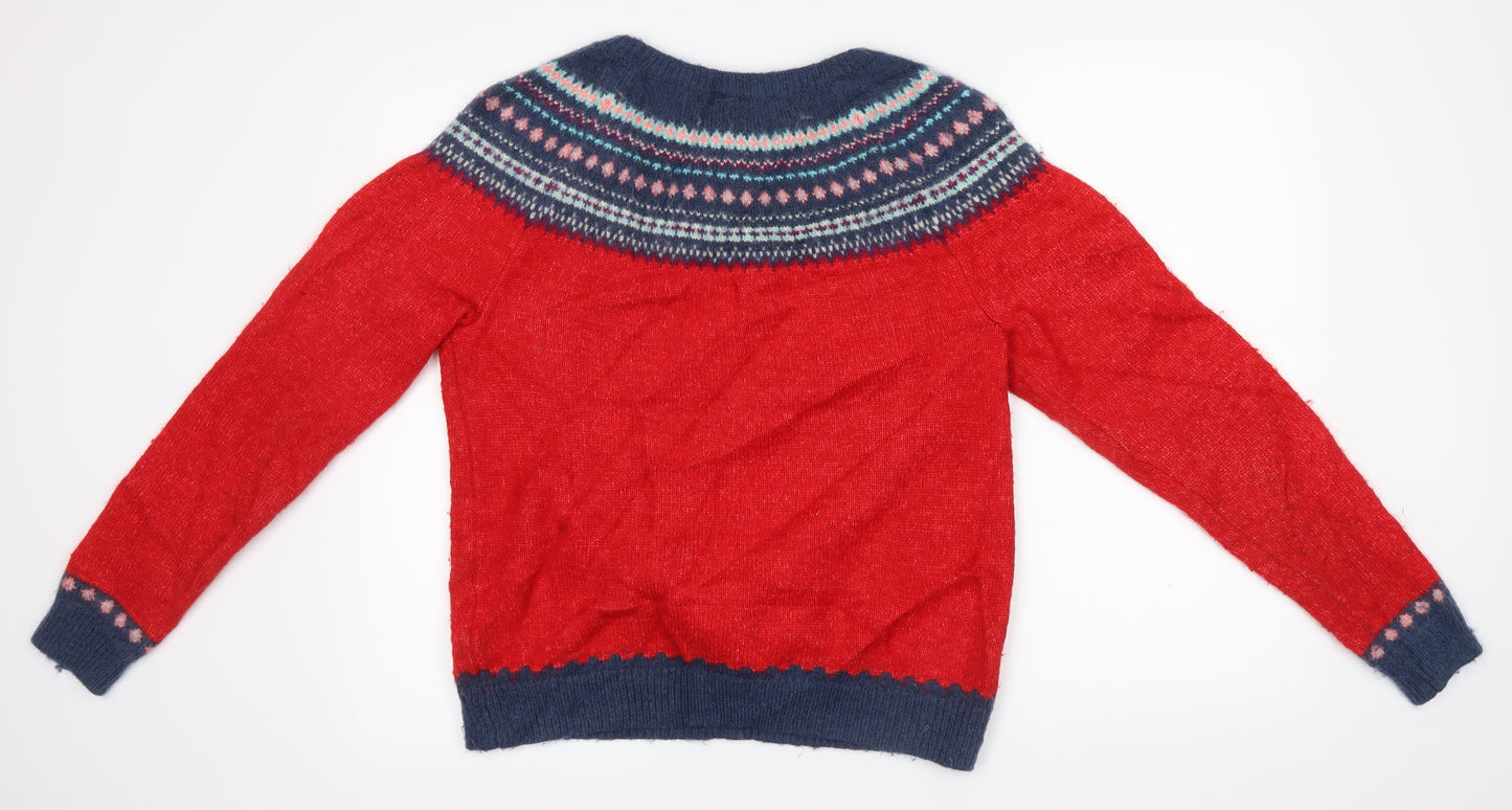 Gap Mens Red Geometric Knit Pullover Jumper Size L