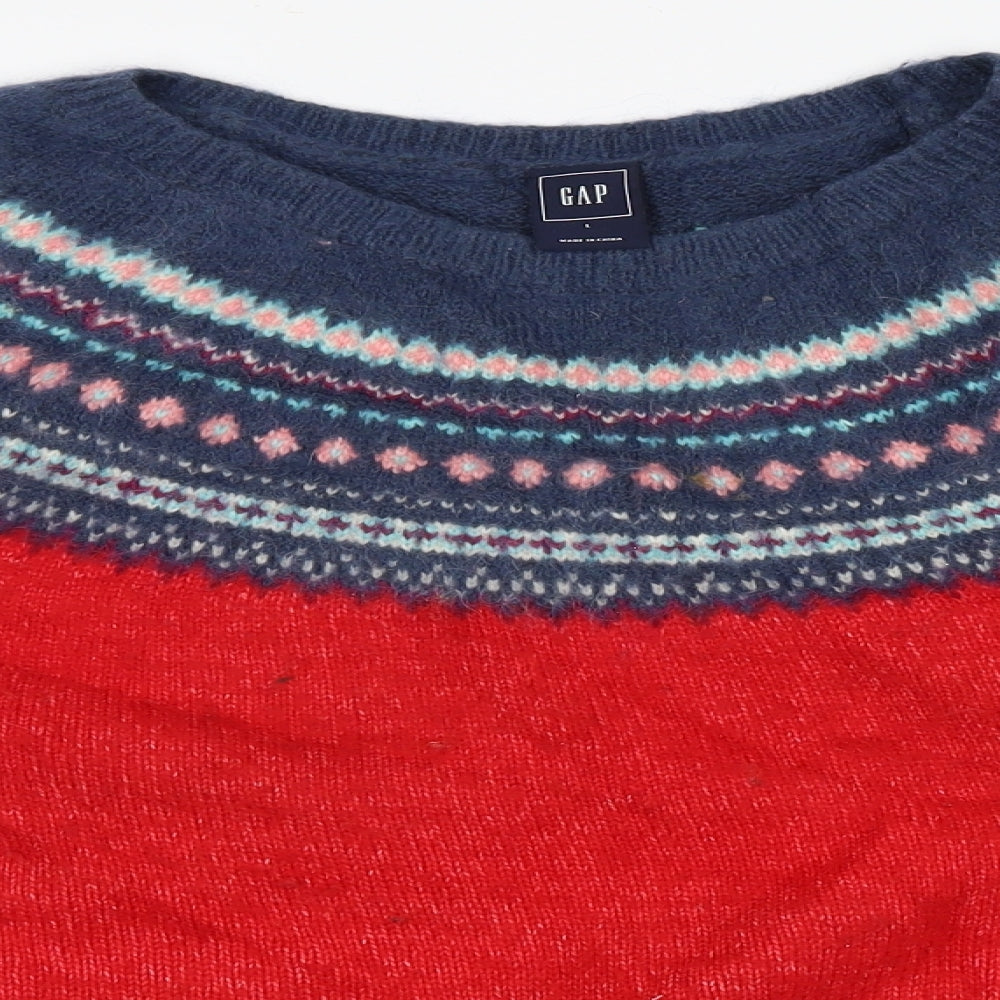 Gap Mens Red Geometric Knit Pullover Jumper Size L