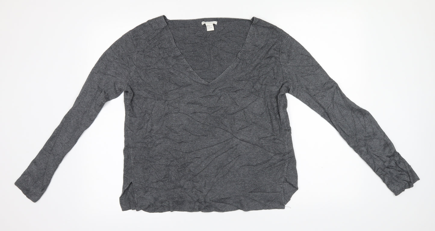 Basic Womens Grey  Knit Basic Blouse Size M