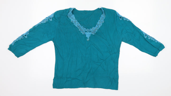 Roman Originals Womens Blue Basic Blouse Size S