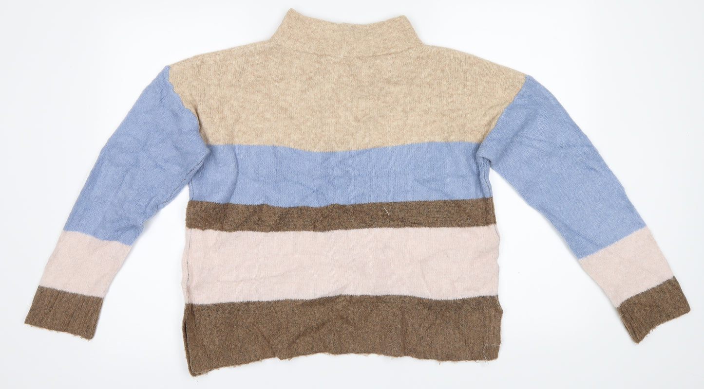 NEXT Womens Beige Striped Knit Pullover Jumper Size M