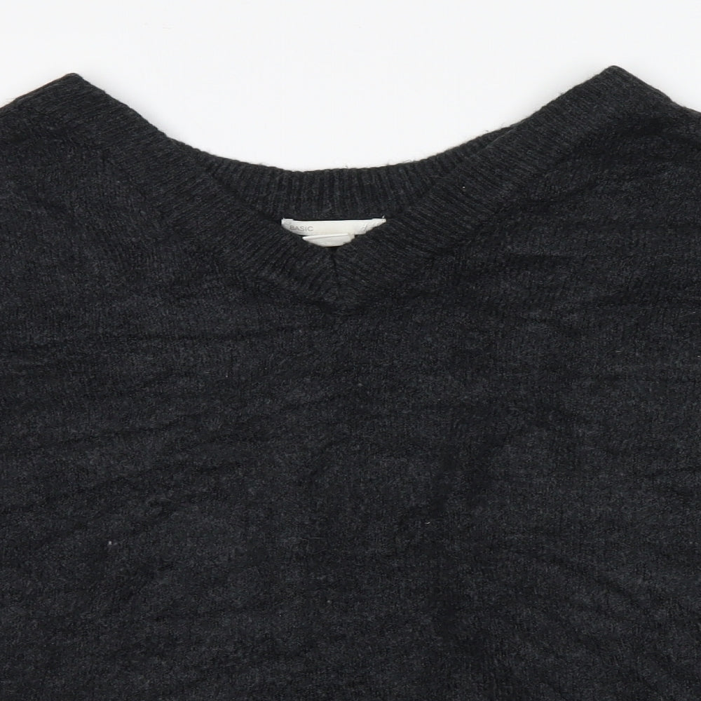 H&M Mens Black  Knit Pullover Jumper Size S