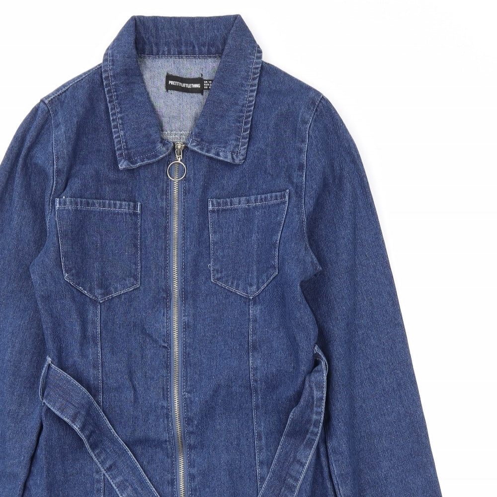 PRETTYLITTLETHING Womens Blue  Denim Jacket Dress  Size 10  - .