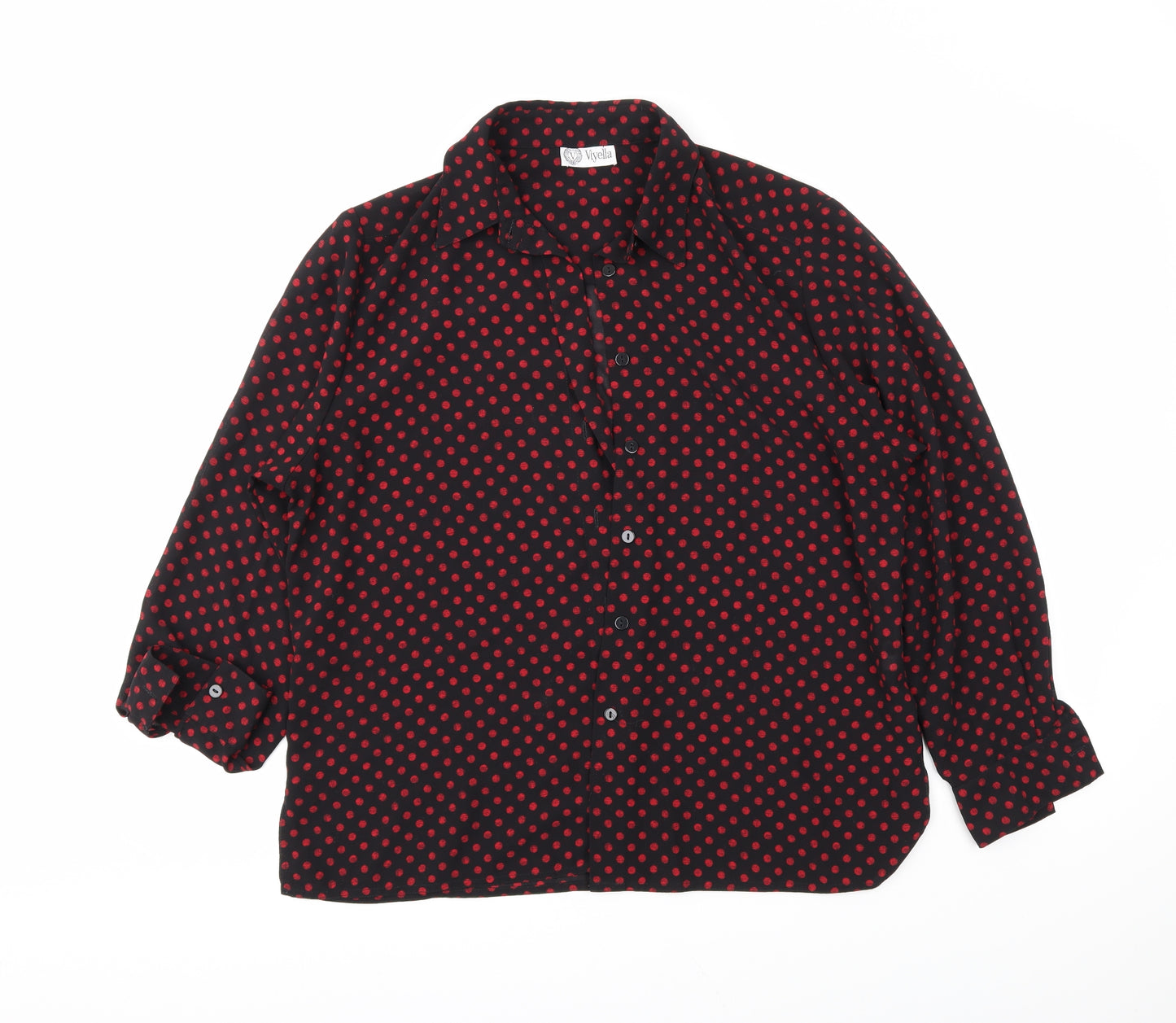 Viyella Womens Black Polka Dot  Basic Blouse Size 14