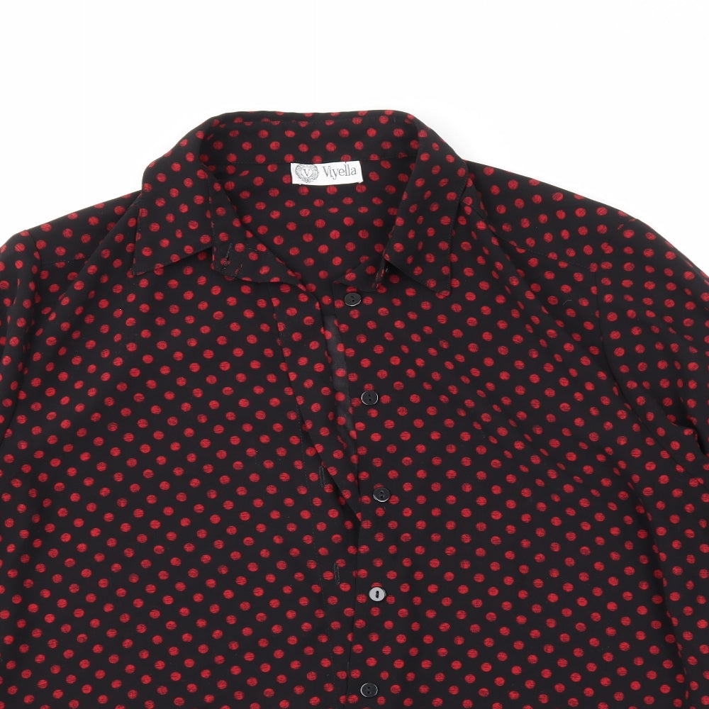 Viyella Womens Black Polka Dot  Basic Blouse Size 14