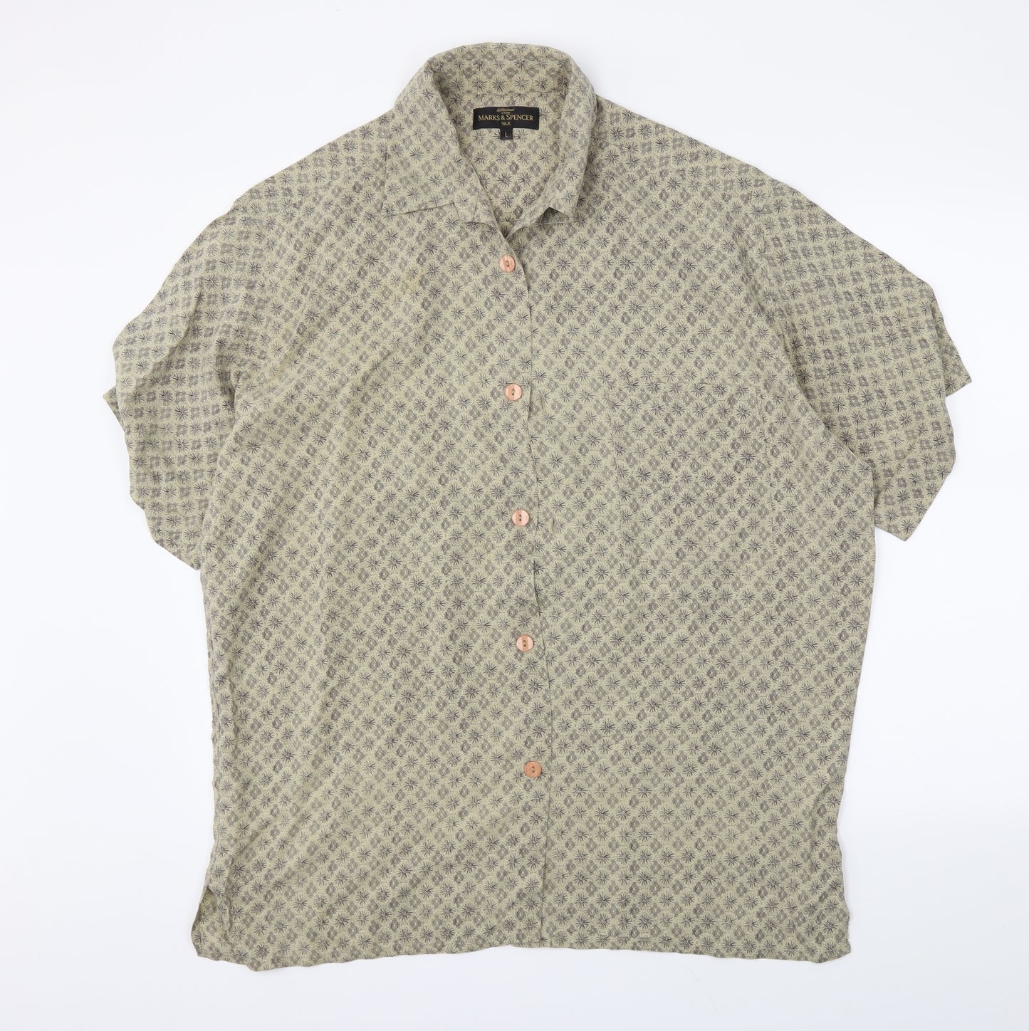 M&S Mens Beige    Button-Up Size L