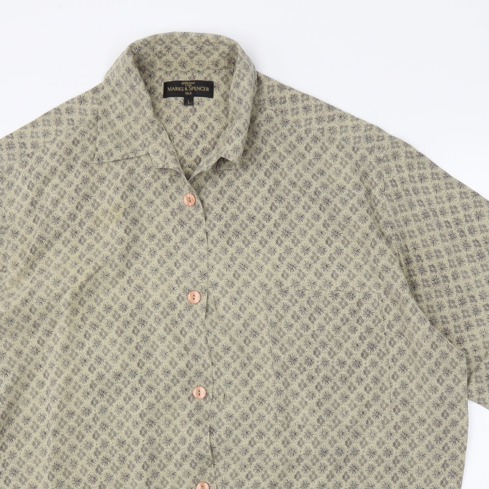 M&S Mens Beige    Button-Up Size L