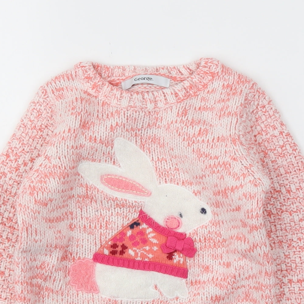 George Girls Pink   Pullover Jumper Size 2-3 Years
