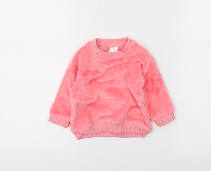H&M Girls Pink   Pullover Jumper Size 6-9 Months