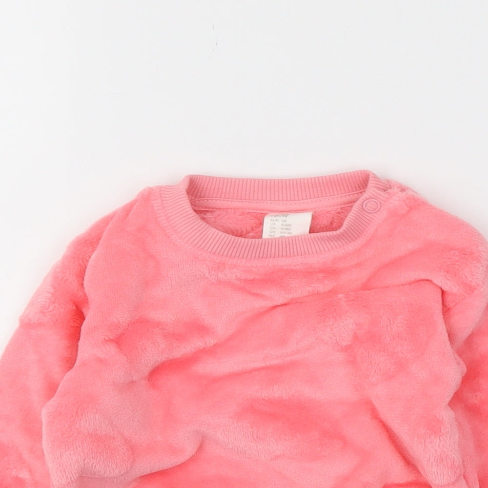 H&M Girls Pink   Pullover Jumper Size 6-9 Months