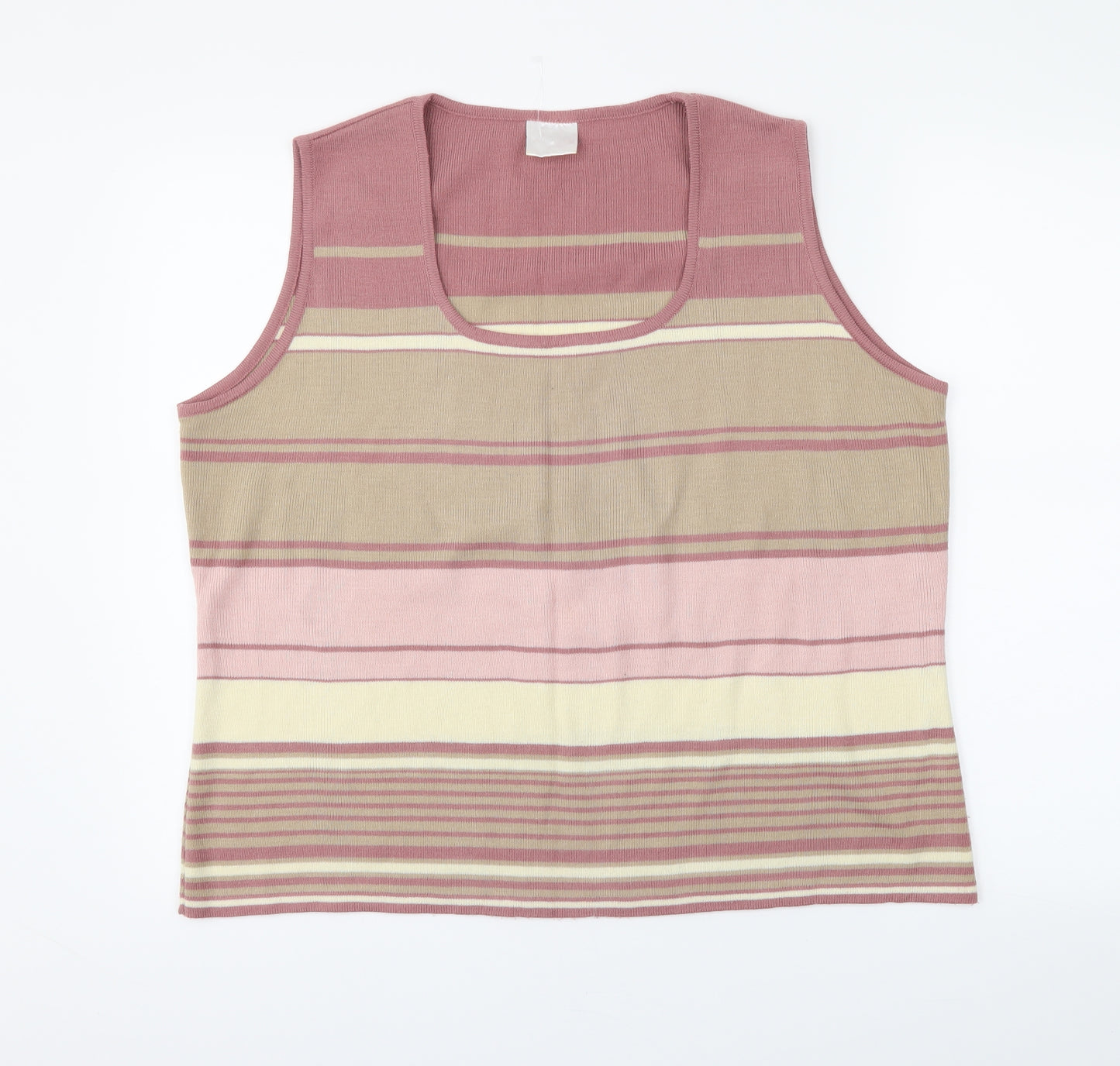 Preworn Womens Beige Striped  Vest Jumper Size 20