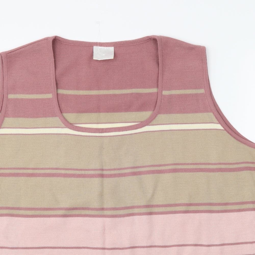 Preworn Womens Beige Striped  Vest Jumper Size 20