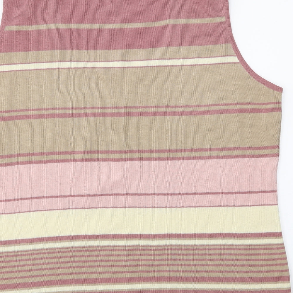 Preworn Womens Beige Striped  Vest Jumper Size 20