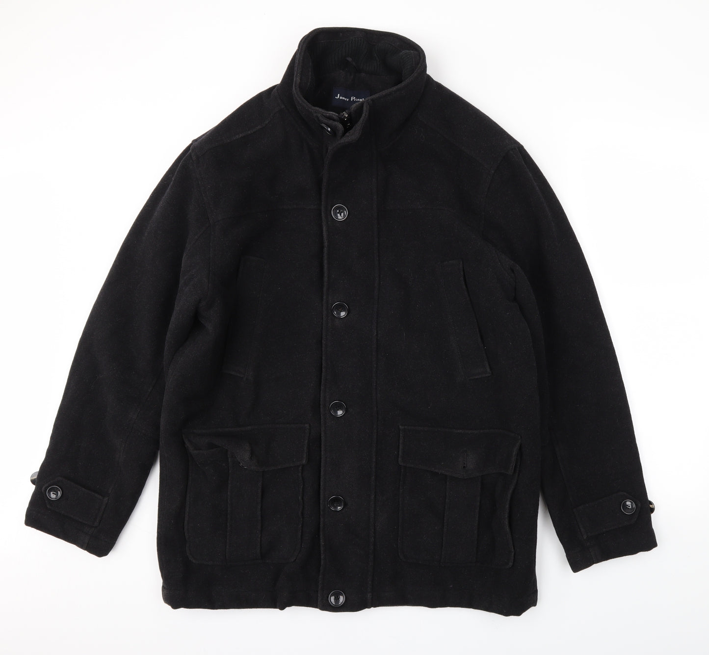 James pringle  Mens Black   Overcoat Coat Size M