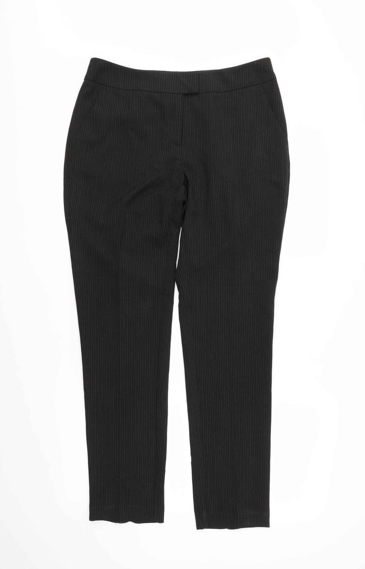 Papaya Womens Black Striped  Trousers  Size 12 L29 in