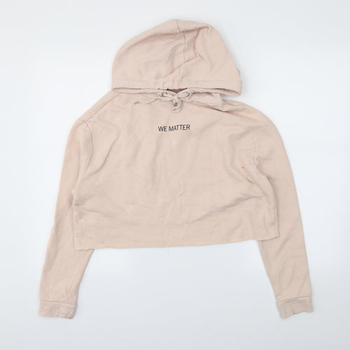 H&M Womens Pink   Pullover Hoodie Size M  - CROPPED