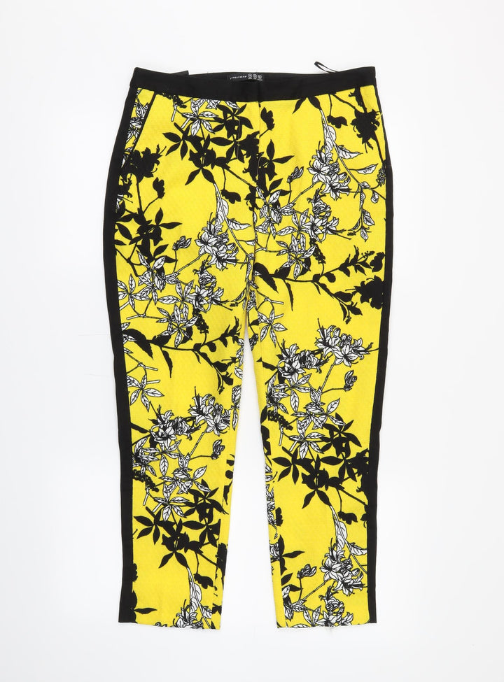 Atmosphere Womens Yellow Floral Trousers Size 10 L23 in