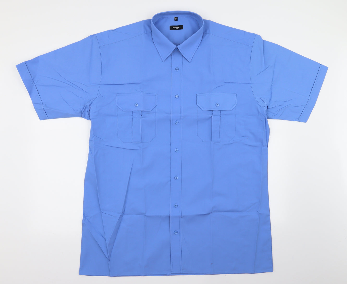disley Mens Blue    Button-Up Size 17