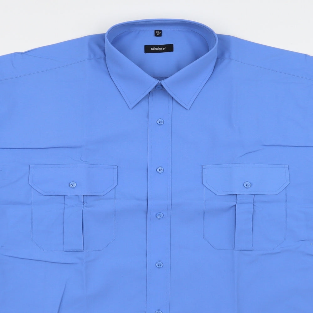 disley Mens Blue    Button-Up Size 17