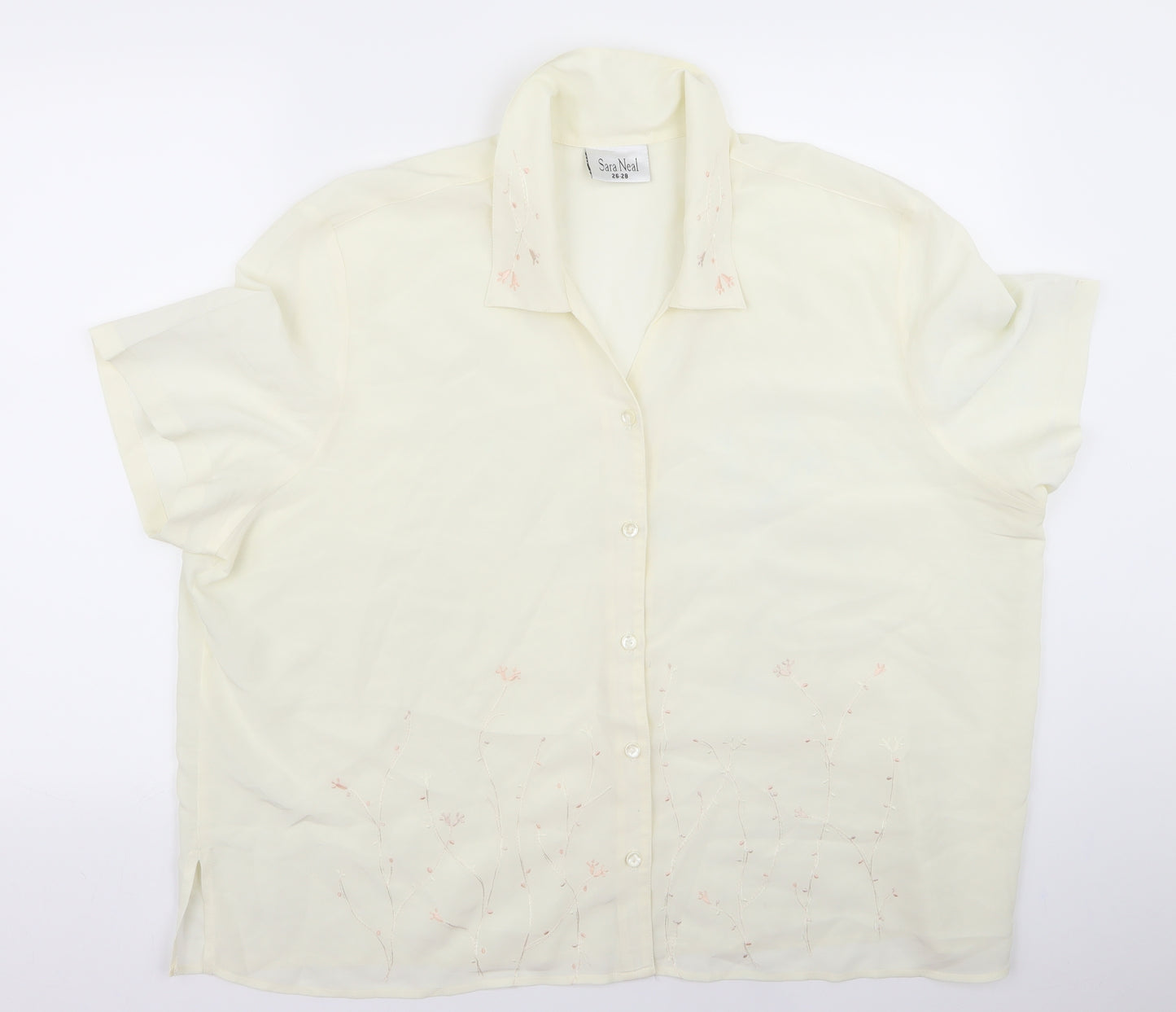 sara o neal Womens White   Basic Button-Up Size 16