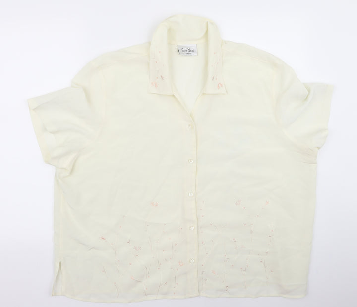 sara o neal Womens White   Basic Button-Up Size 16