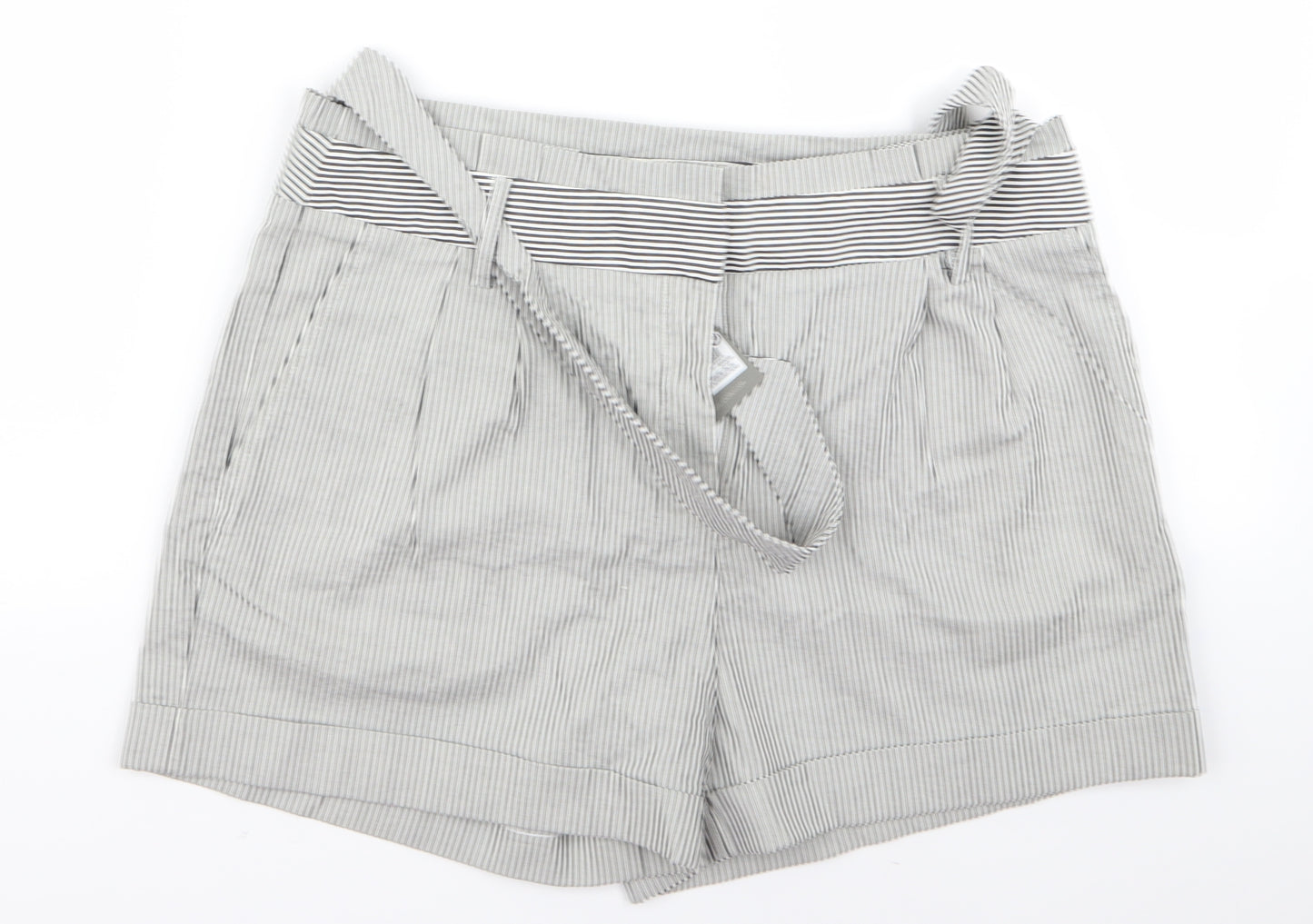 Oasis Womens Black Striped  Bermuda Shorts Size 14