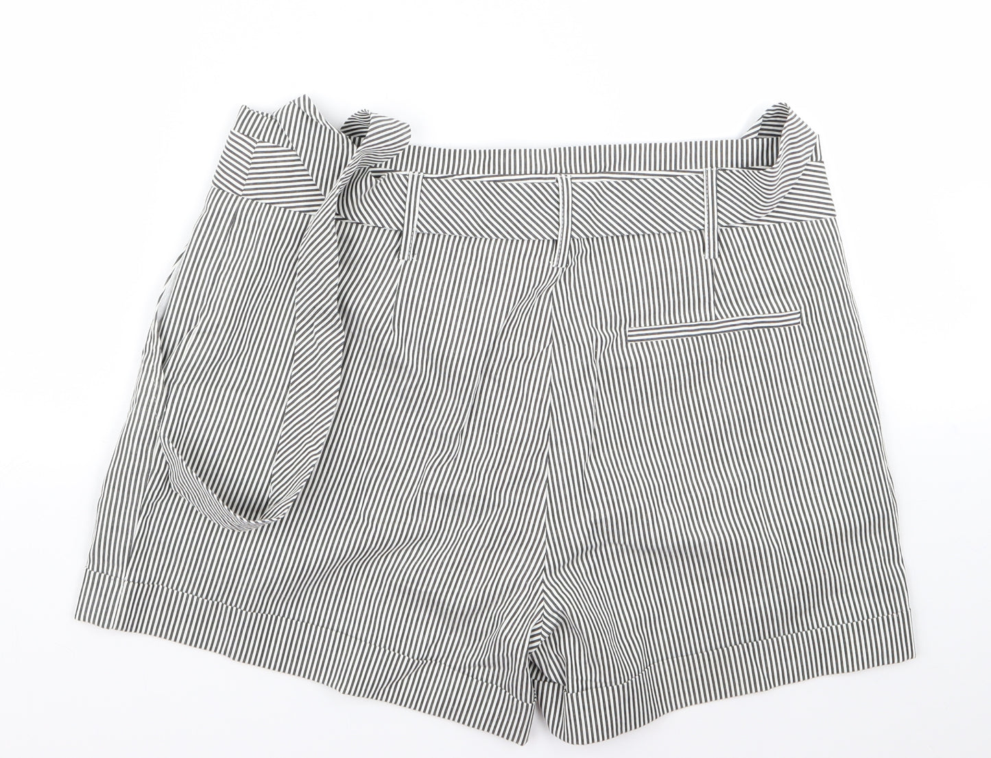 Oasis Womens Black Striped  Bermuda Shorts Size 14