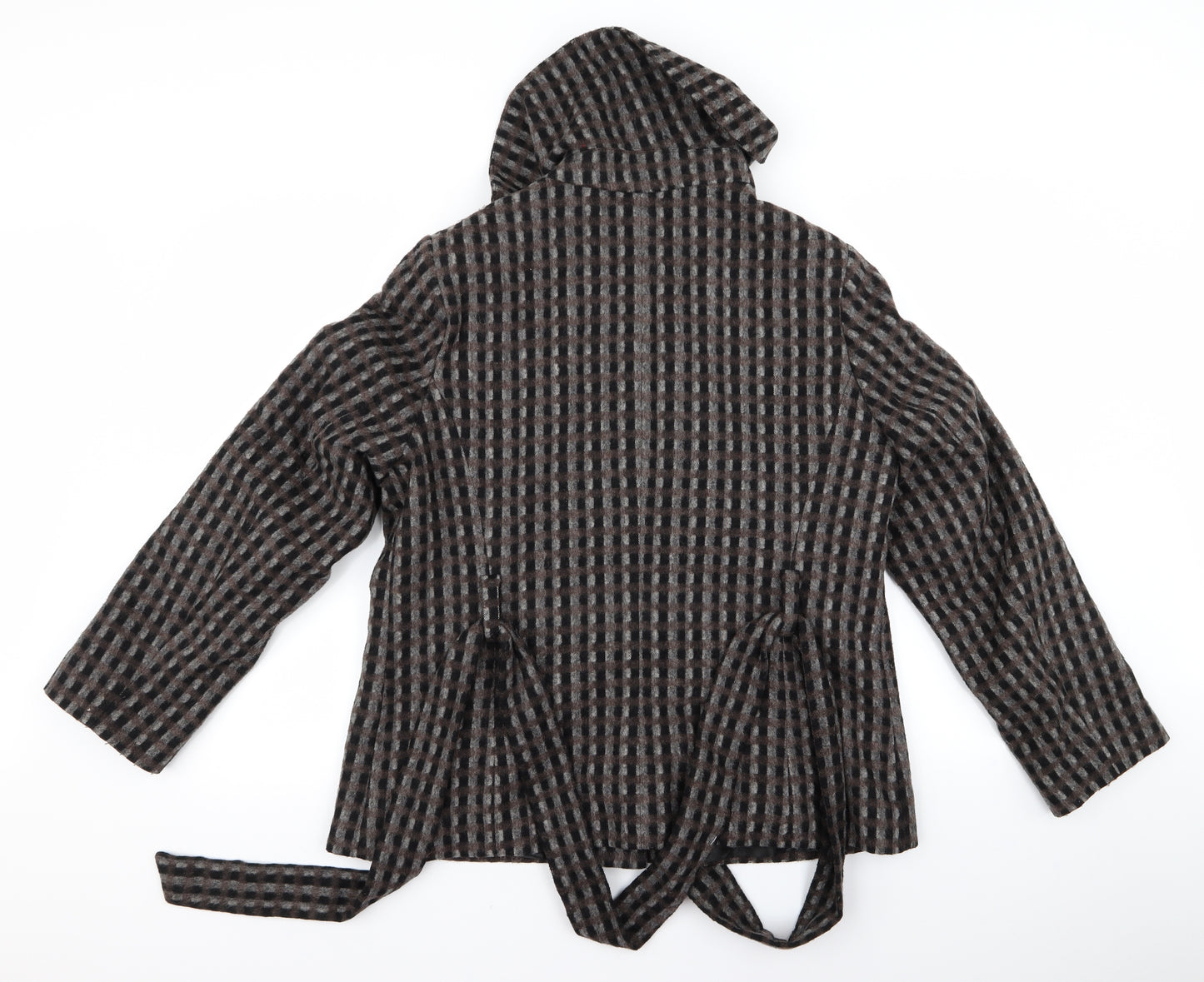 m&s Womens Brown Check  Overcoat Jacket Size 14