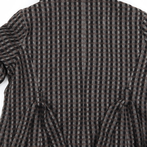 m&s Womens Brown Check  Overcoat Jacket Size 14