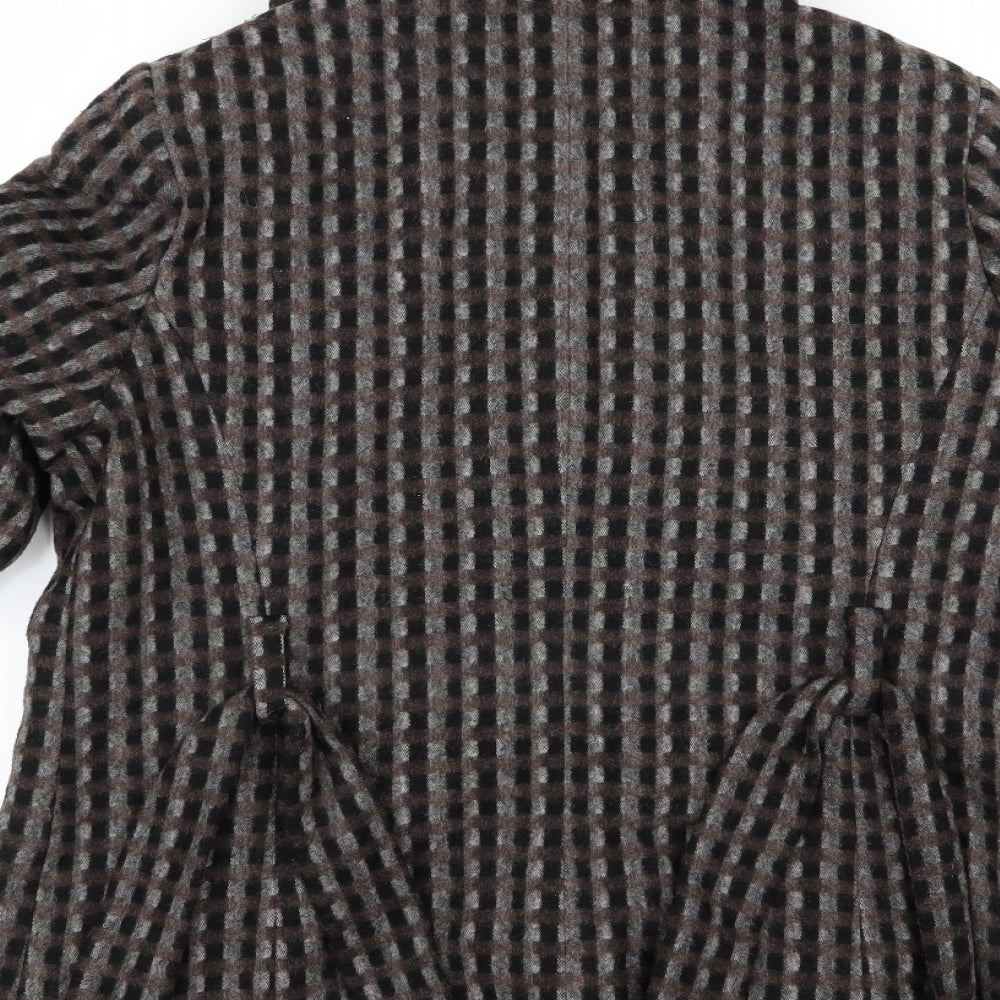 m&s Womens Brown Check  Overcoat Jacket Size 14