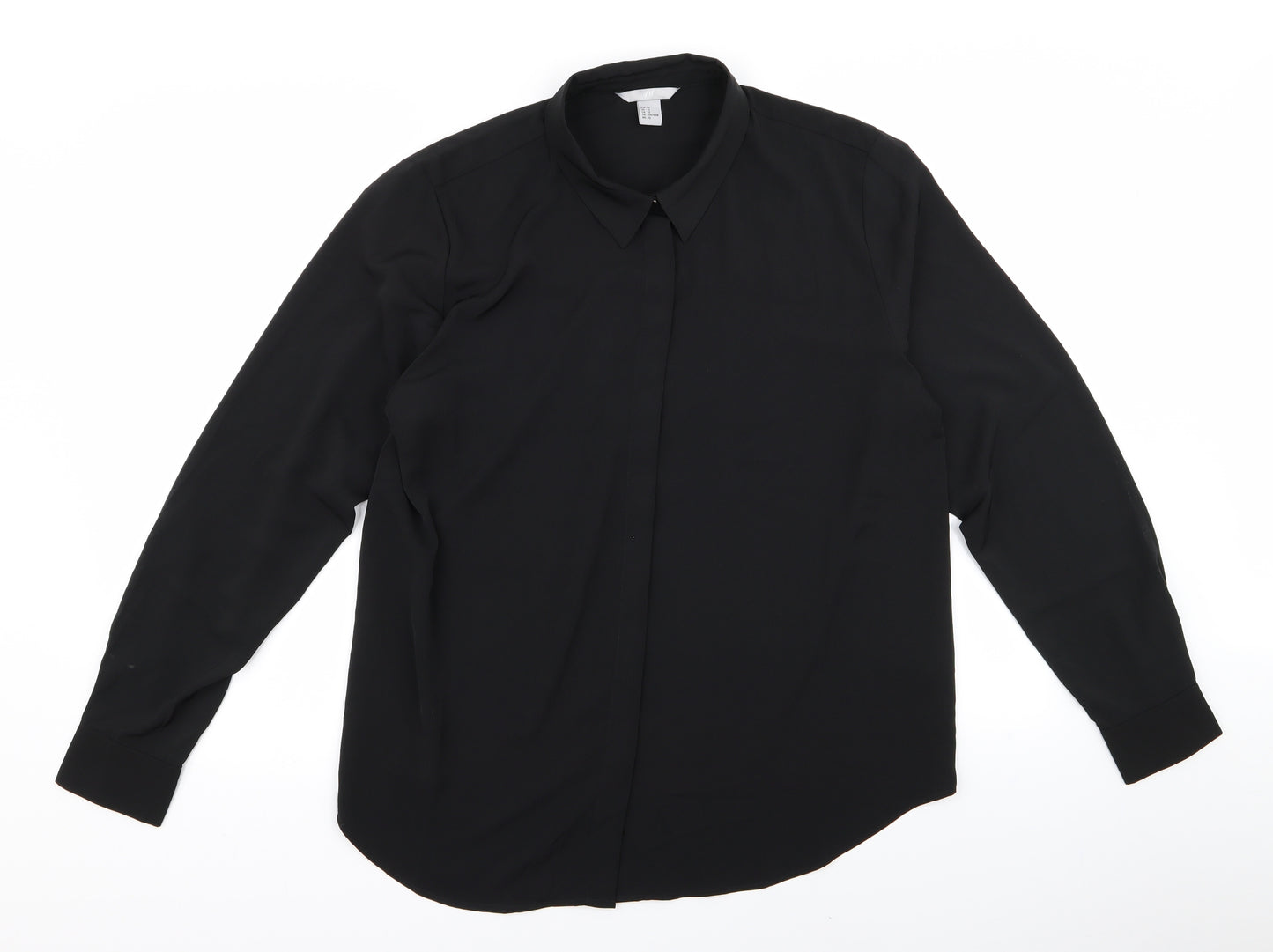 H&M Womens Black   Basic Button-Up Size 14