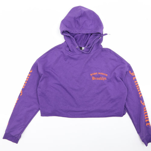 Preworn Womens Purple Plaid  Pullover Hoodie Size 16