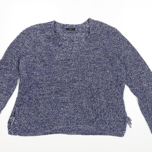 M&Co Womens Blue Herringbone  Pullover Jumper Size 12