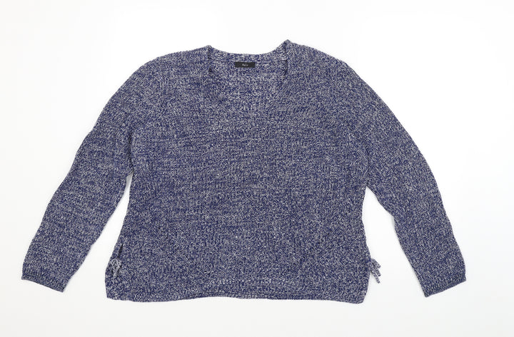 M&Co Womens Blue Herringbone Pullover Jumper Size 12