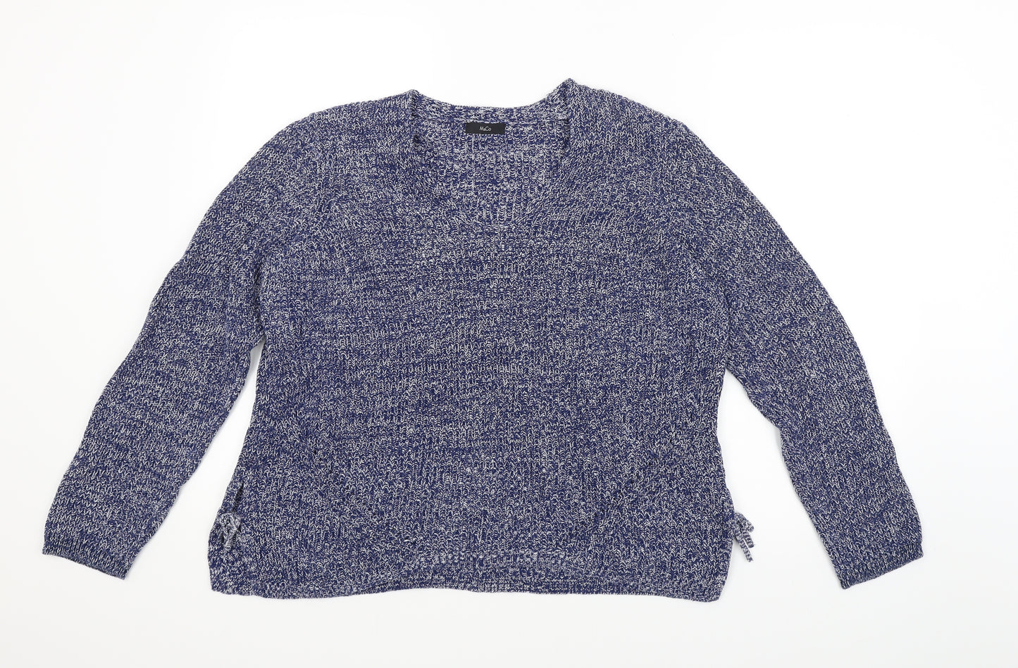 M&Co Womens Blue Herringbone  Pullover Jumper Size 12