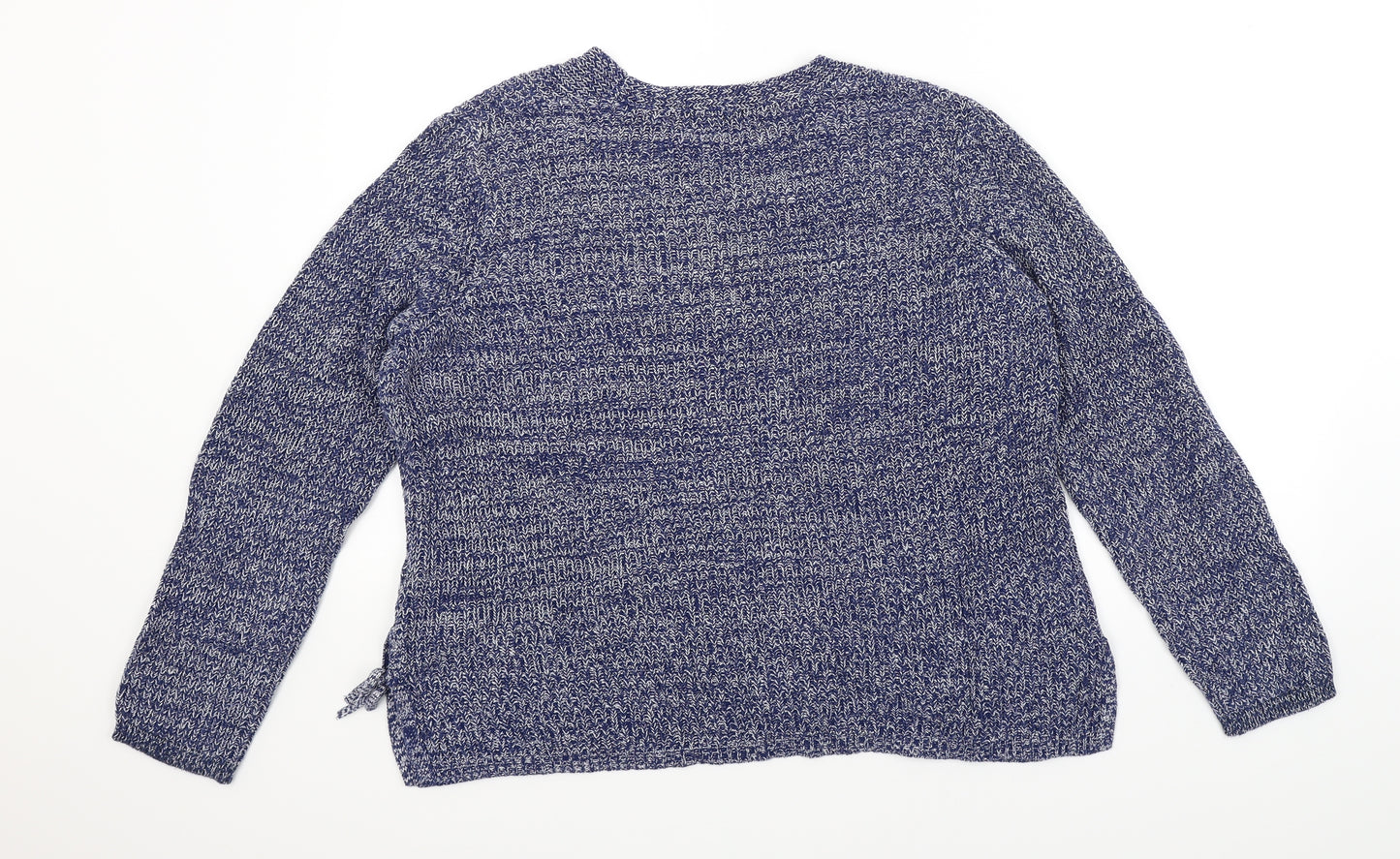M&Co Womens Blue Herringbone  Pullover Jumper Size 12