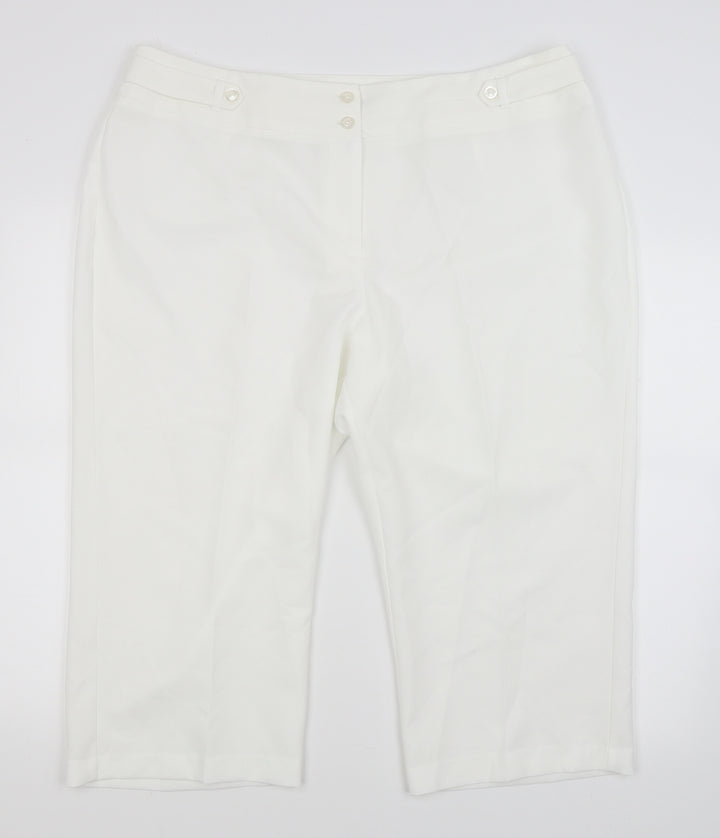 BM Womens White   Cropped Trousers Size 20 L20 in