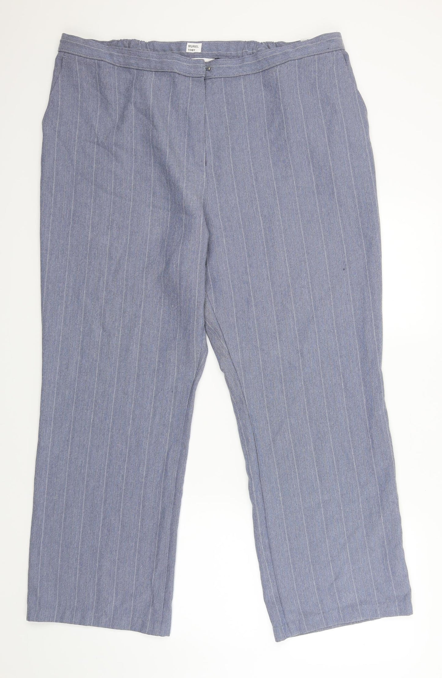 Marks & Spencer Womens Blue Striped  Trousers  Size 22 L29 in