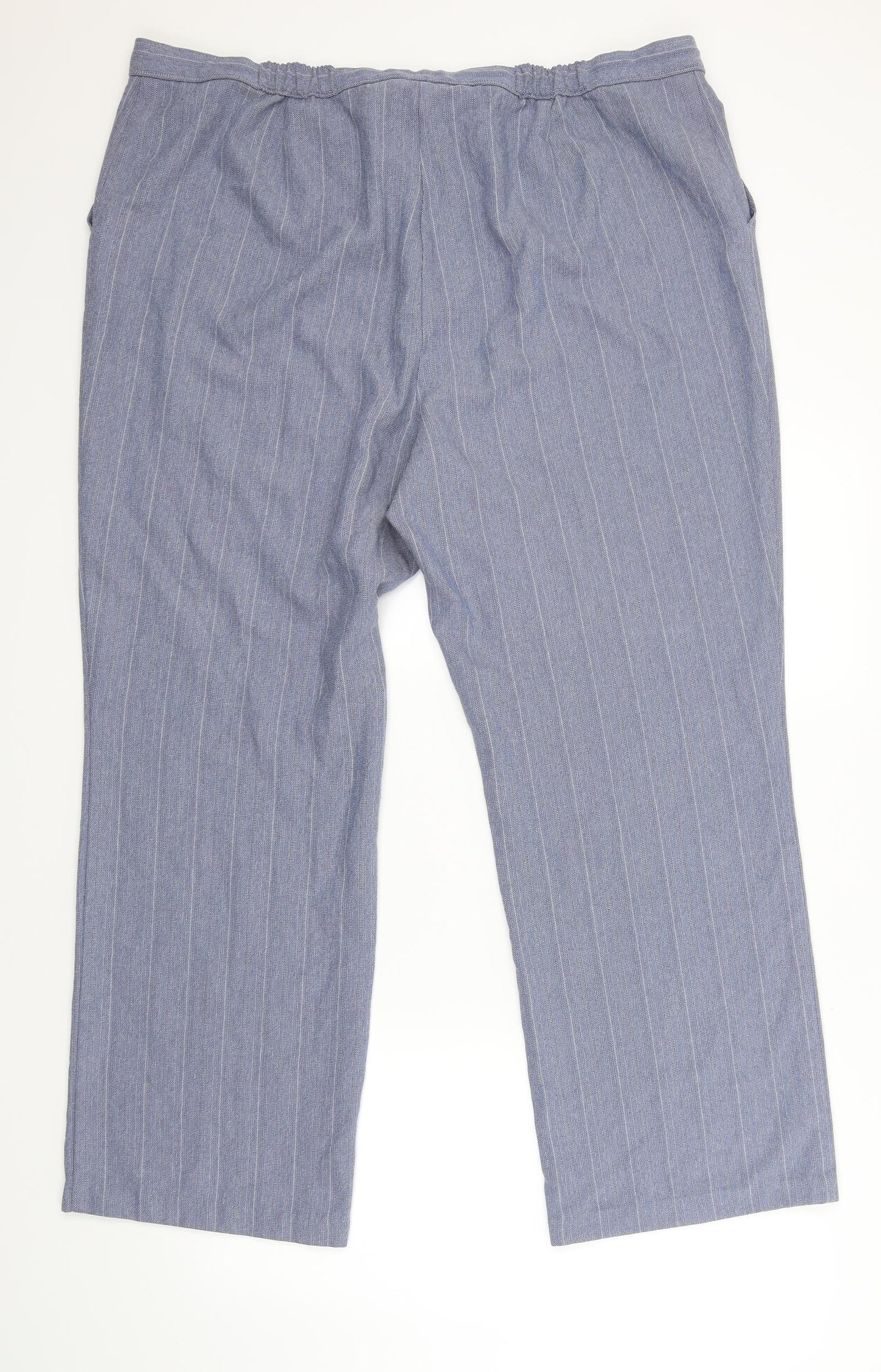 Marks & Spencer Womens Blue Striped  Trousers  Size 22 L29 in