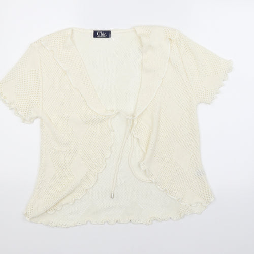 CHIC Womens Beige   Cardigan Jumper Size 4  - Tie Up Front
