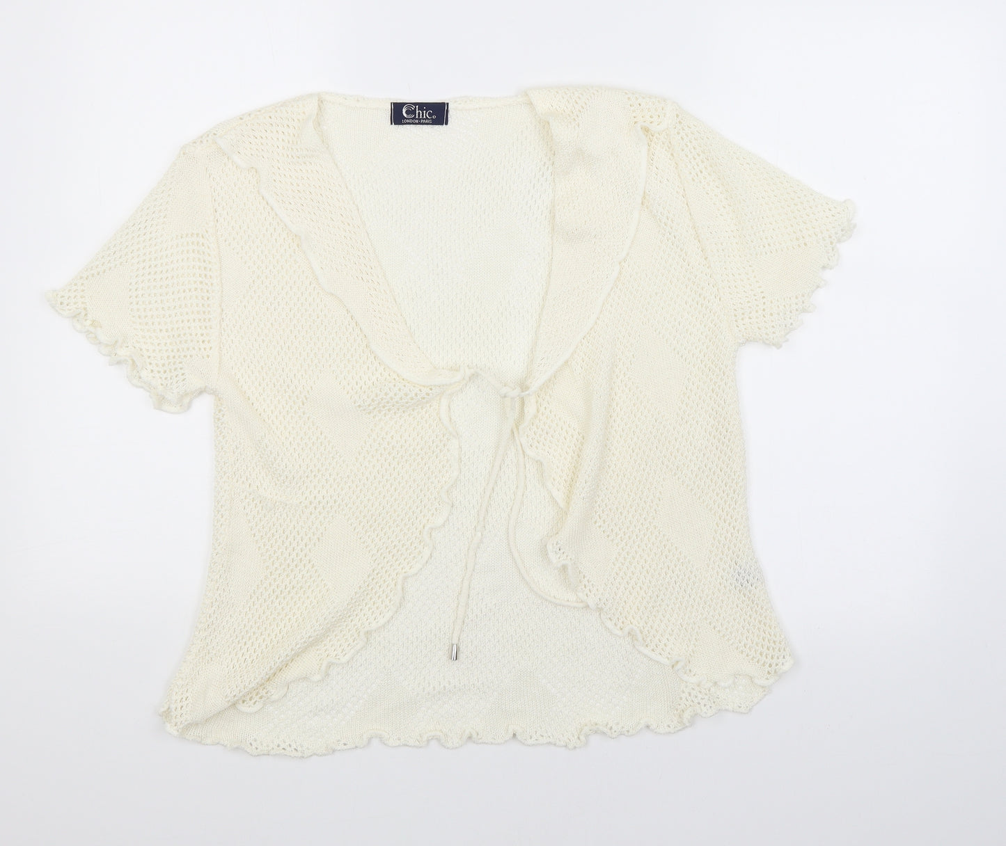 CHIC Womens Beige   Cardigan Jumper Size 4  - Tie Up Front