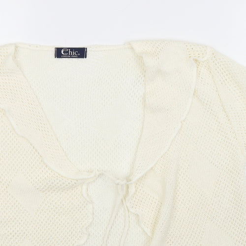 CHIC Womens Beige   Cardigan Jumper Size 4  - Tie Up Front