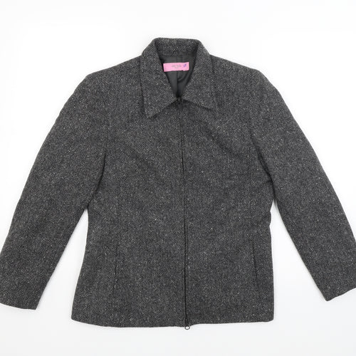 Eddy Taylor Woman Womens Grey Herringbone  Jacket Blazer Size 10